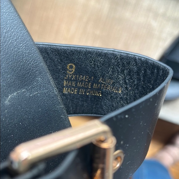 EGO Black Platform Sandals gold adjustable buckle size 9 minimalist y2k 2000s - Picture 5 of 6